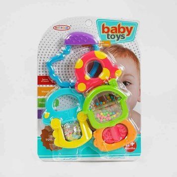 Набір дитячих брязкалець Baby Toys 8374-10, 3 штуки на листі 128024 фото