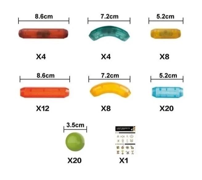 Детский магнитный конструктор с подсветкой Light Magnetic Sticks Blocks на 76 деталей (8907) 129079 фото