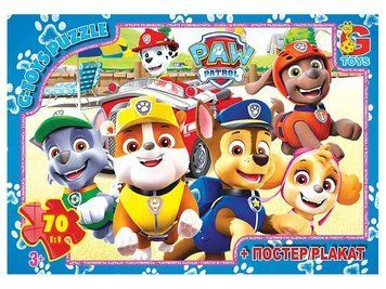 Дитячі пазли Щенячий патруль на 70 елементів + постер | G-Toys (PW 0883) 128897 фото