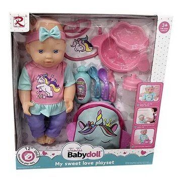 Пупс функціональний з аксесуарами Babydoll 6809 (п'є з пляшечки, ходить у горщик, висота 32 см) 128712 фото