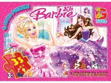 Дитячі пазли з серії Barbie на 35 елементів + постер | G-Toys (BA001) 130097 фото