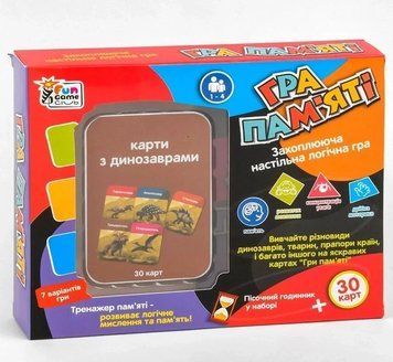 Настольная логическая игра Игра памяти - Карточки с динозаврами + песочные часы | Fun Game (UKB-B 0045) 117879 фото