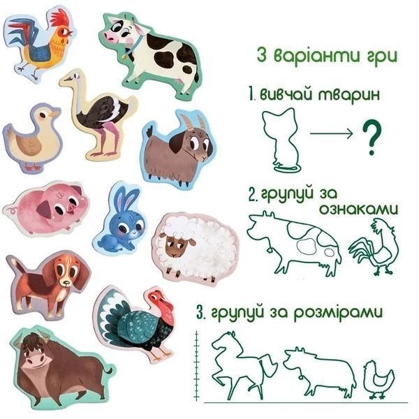 Набір магнітів для дітей Magdum Farm англійською мовою (15 штук) ML4031-03 129316 фото