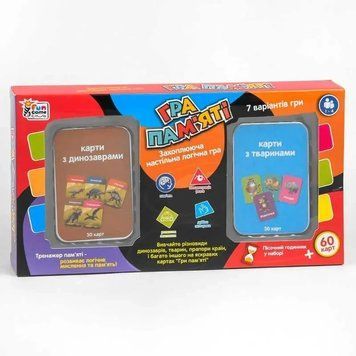 Настольная логическая игра Игра памяти - Карточки с животными и динозаврами + песочные часы |Fun Game Club 117878 фото