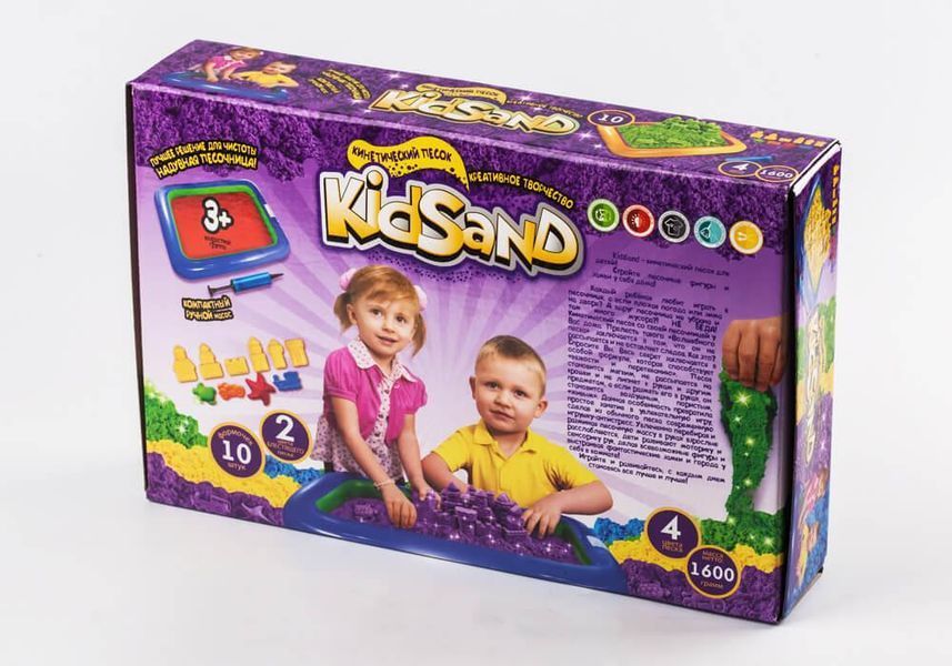 Набір креативної творчості Кінетичний пісок KidSand 1,6 кг з пісочницею та формочками Danko Toys 98089 фото
